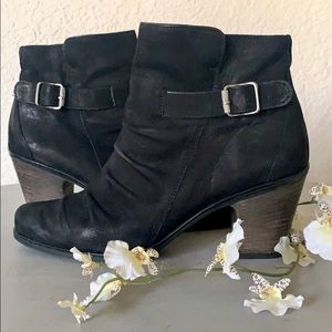 Paul Green Nubuck Leather Booties - Scrunch Detail